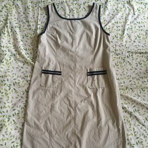 Vintage Laura Ashley Lundy Island Beige Navy Blue Long Dress